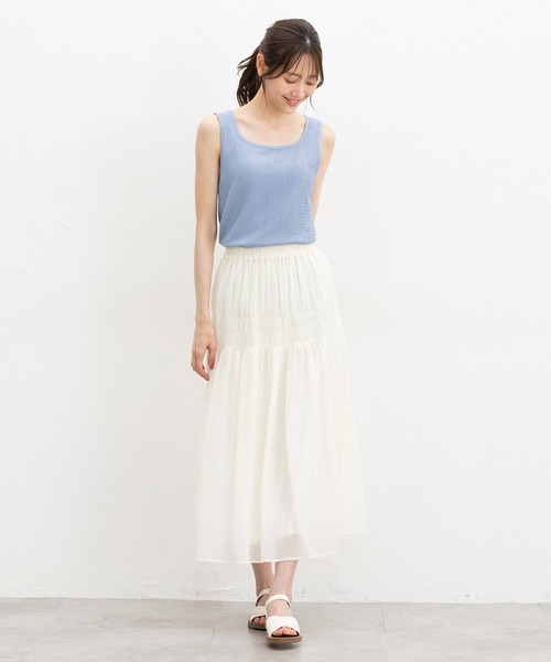 Honeys（ハニーズ）の「ジャカードタンクトップ（タンクトップ・レディース・ブラック/アイボリー/オフホワイト/ライトブルー・LL/L/S/M）」の9枚目の写真