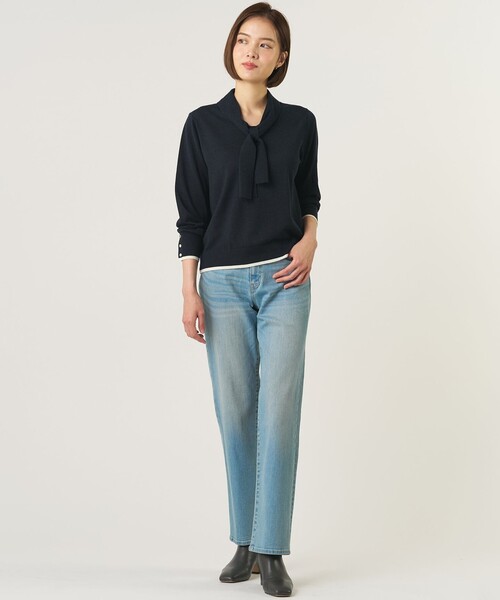 J.PRESS Ladies（J.プレス レディス）の「【洗える】BASIC STRETCH DENIM ボーイフィット デニム（デニムパンツ・レディース・スカイブルー系/ダルブルー系/ホワイト系/ネイビー系・XXS/S/XS）」の8枚目の写真