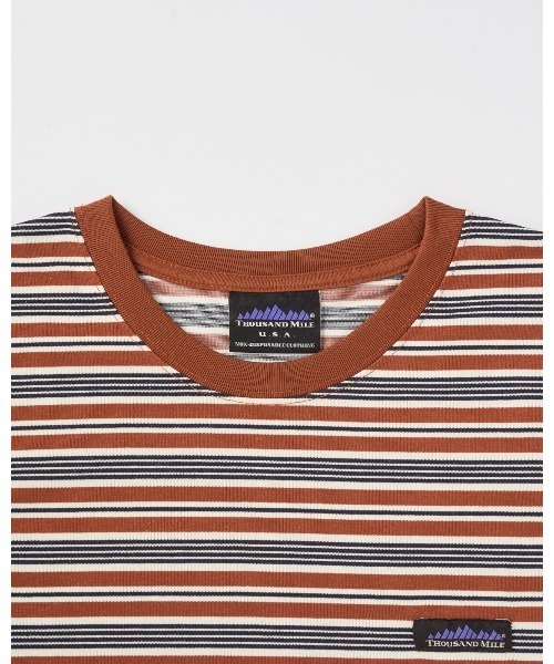 THOUSAND MILE（サウザンドマイル）の「【THOUSAND MILE】SHORT SLEEVE T-SHIRT　BORDER/ショートスリーブＴシャツ ボーダー（Tシャツ/カットソー・メンズ・グリーン系その他/ブラウン系その他・S/XS/XL/M/L）」の15枚目の写真