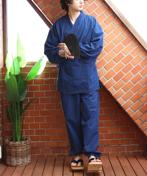 8(eight)(エイト)の「デニム作務衣(浴衣・メンズ・ブルー/ネイビー・MEDIUM/LARGE/X-LARGE)」の3枚目の写真