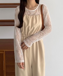 callautia | 【2点セット】シアーレーストップス+ギャザーサロぺットパンツ(サロペット/オーバーオール)