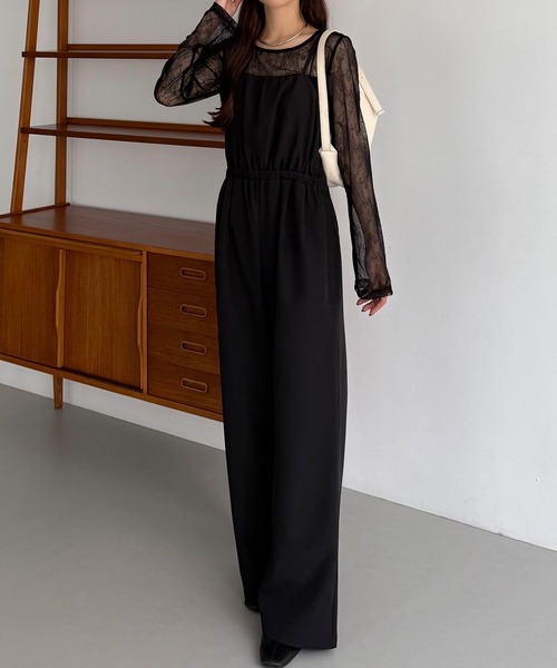 Darich レザーサロペット　シアートップスセット新品未使用 ドレスプラス DRESS+ アンサンブル セットアップ サロペット シアー