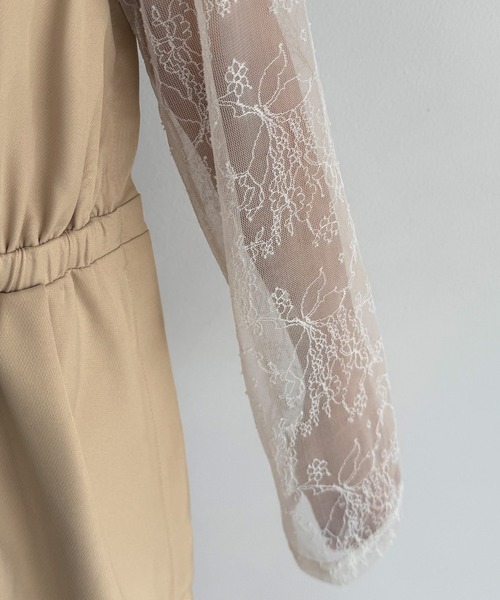 callautia（カラウティア）の「【2点セット】シアーレーストップス+ギャザーサロぺットパンツ（サロペット/オーバーオール・レディース・ライトベージュ/ブラック/チャコール・LARGE/MEDIUM/SMALL）」の16枚目の写真