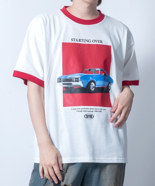 Starting Over（スターティングオーバー）の「【Starting Over/スターティングオーバー】classic design vintage like printed raglan sleeves ringer T-shirts/クラシックデザイン ヴィンテージライク プリント ラグラン半袖Tシャツ リンガーTシャツ（Tシャツ/カットソー・メンズ・アッシュグレー/ホワイト系その他2/キナリ/グレー系その他/ホワイト/ホワイト系その他・M/L）」の3枚目の写真