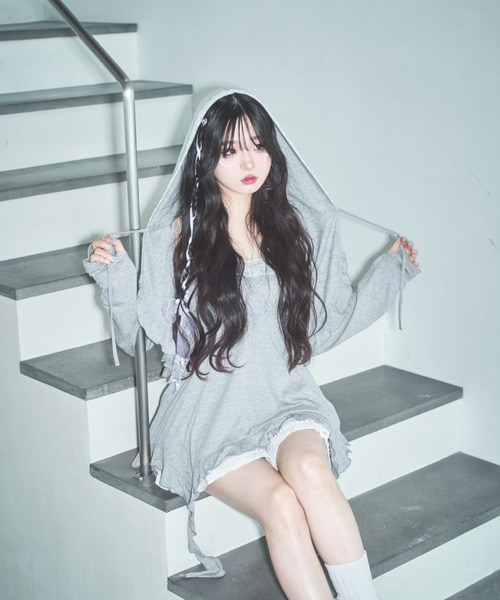 Lovilyn UVカットレースボレロパーカー グレー UVカットレースボレロパーカー（パーカー）｜Lovilyn