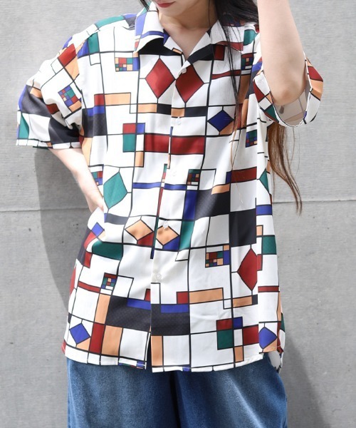 セール】レトロステンドグラス柄シャツ（シャツ/ブラウス