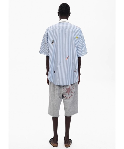 MASONPRINCE（メイソンプリンス）の「オーバーサイズ ステッカープリント ストライプ 半袖シャツ DCS2054【MASONPRINCE】（シャツ/ブラウス・メンズ・マルチ・L/M/S）」の5枚目の写真