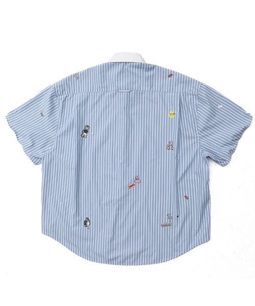 MASONPRINCE（メイソンプリンス）の「オーバーサイズ ステッカープリント ストライプ 半袖シャツ DCS2054【MASONPRINCE】（シャツ/ブラウス・メンズ・マルチ・L/M/S）」の6枚目の写真