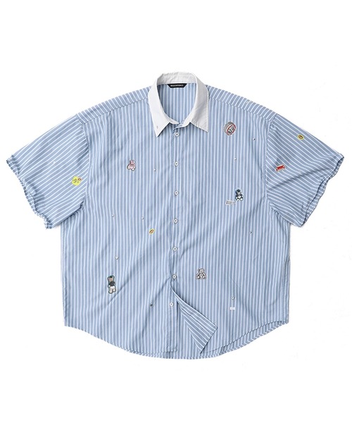 MASONPRINCE（メイソンプリンス）の「オーバーサイズ ステッカープリント ストライプ 半袖シャツ DCS2054【MASONPRINCE】（シャツ/ブラウス・メンズ・マルチ・L/M/S）」の7枚目の写真