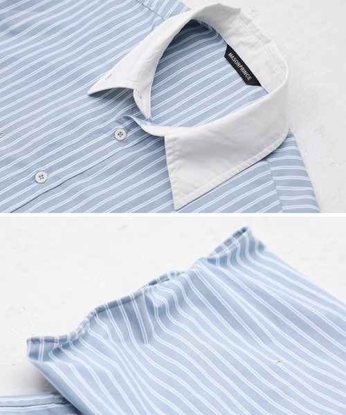 MASONPRINCE（メイソンプリンス）の「オーバーサイズ ステッカープリント ストライプ 半袖シャツ DCS2054【MASONPRINCE】（シャツ/ブラウス・メンズ・マルチ・L/M/S）」の8枚目の写真