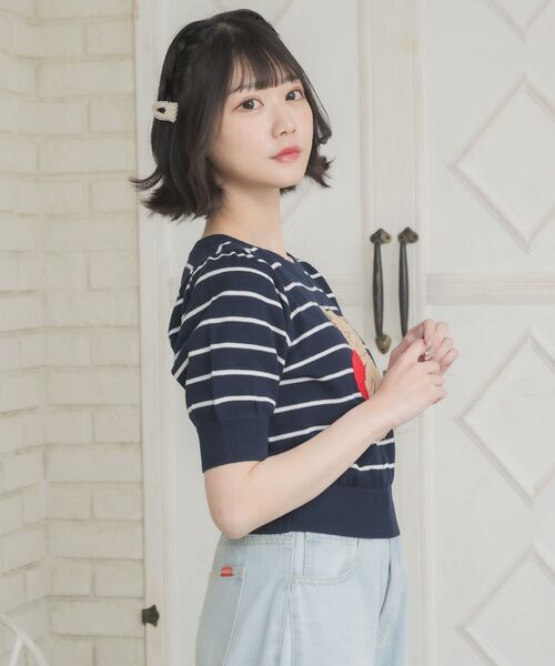 年中活躍♡シンプルタイトニット お出かけ女子会デートに最適 半袖セーラーニット（ニット/セーター）｜TITTY&CO.（ティティー