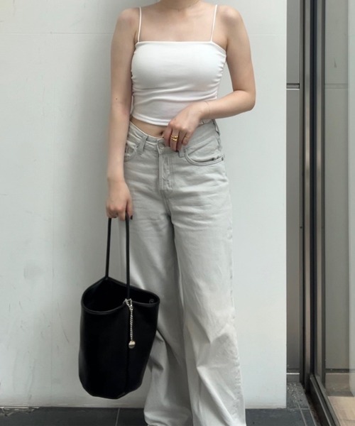 Reurie'（レウリィ）の「サイドギャザーキャミ【カップ付き】(ayaka select) / ホワイト ベージュ ブラック インナー 抜け感コーデ ヘルシー カジュアル（キャミソール・レディース・ベージュ/ブラック/ホワイト・FREE）」の11枚目の写真