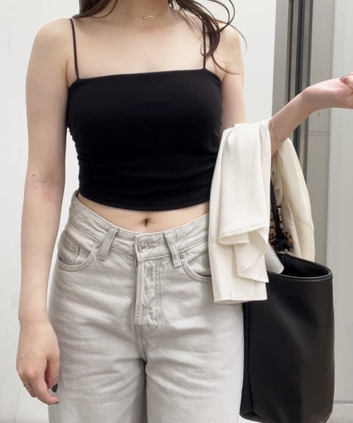 Reurie'（レウリィ）の「サイドギャザーキャミ【カップ付き】(ayaka select) / ホワイト ベージュ ブラック インナー 抜け感コーデ ヘルシー カジュアル（キャミソール・レディース・ベージュ/ブラック/ホワイト・FREE）」の12枚目の写真