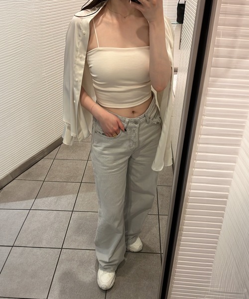 Reurie'（レウリィ）の「サイドギャザーキャミ【カップ付き】(ayaka select) / ホワイト ベージュ ブラック インナー 抜け感コーデ ヘルシー カジュアル（キャミソール・レディース・ベージュ/ブラック/ホワイト・FREE）」の16枚目の写真