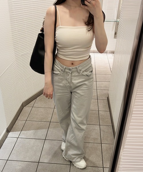 Reurie'（レウリィ）の「サイドギャザーキャミ【カップ付き】(ayaka select) / ホワイト ベージュ ブラック インナー 抜け感コーデ ヘルシー カジュアル（キャミソール・レディース・ベージュ/ブラック/ホワイト・FREE）」の18枚目の写真