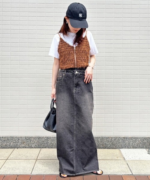 ISOOK（アイスー）の「【ISOOK / アイスー】ダブルウエストデニムスカート / 切り替え レイヤード風 デザインデニム スリットスカート ペンシルスカート タイトスカート ストレート Iライン ロング マキシ丈 ヴィンテージ風 古着風 ライトブルー ブラック 水色 黒 ZOZOTOWN限定（デニムスカート・レディース・ブラック/ライトブルー・FREE）」の21枚目の写真