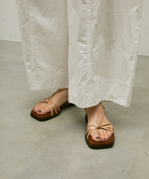 セール】Square Toe Asymmetrical Strap Sandals / スクエアトゥ