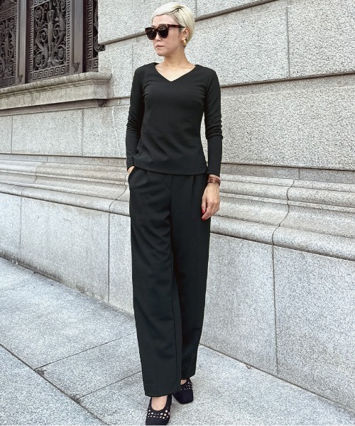 JENNE(ジェンヌ)の「ストレッチモダンワイドパンツ(その他パンツ・レディース・ネイビー/ブラック/ダークグリーン・SMALL/MEDIUM/LARGE)」の4枚目の写真