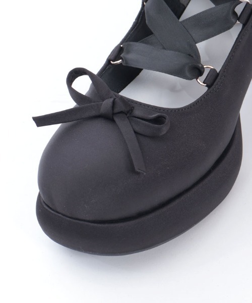 セール】レースアップサテンシューズ（パンプス）｜axes femme