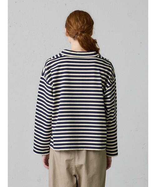 MidiUmi(ミディウミ)の「MidiUmi フィッシャーマンスモックボーダーT(Tシャツ/カットソー・レディース・ネイビー/ネイビー系2/キナリ・FREE)」の10枚目の写真
