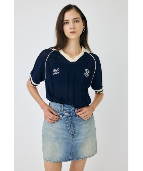 MOUSSY(マウジー)の「H/S KNIT GAME シャツ(ニット/セーター・レディース・ダークネイビー/バーガンディー/グレー/オフホワイト・FREE)」の8枚目の写真