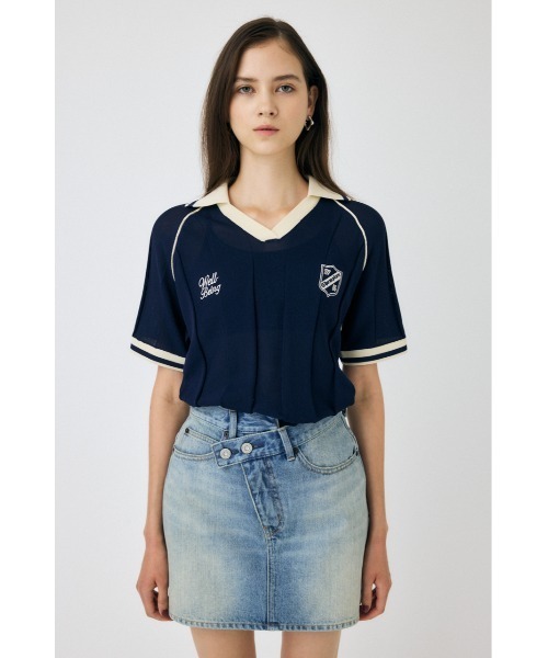 MOUSSY(マウジー)の「H/S KNIT GAME シャツ(ニット/セーター・レディース・ダークネイビー/バーガンディー/グレー/オフホワイト・FREE)」の9枚目の写真