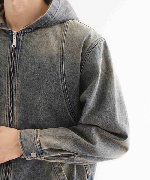 tk.TAKEO KIKUCHI(ティーケータケオキクチ)の「ヴィンテージライクデニムジップパーカ(パーカー・メンズ・ブラウン系その他/ブルー・03/02)」の16枚目の写真