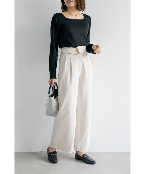 M.deux(エムドゥ)の「デザインウエストパンツ(その他パンツ・レディース・ブラック/オフホワイト・MEDIUM)」の15枚目の写真