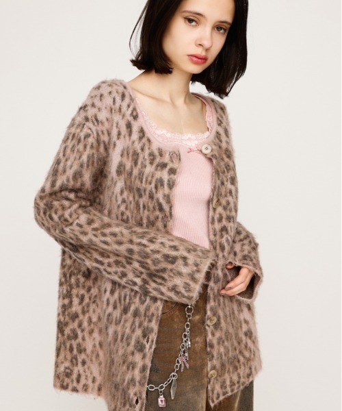 セール】JQ LEOPARD C/D ジャガード レオパード カーディガン 秋服 冬