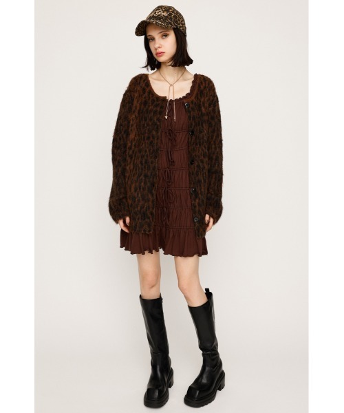 SLY（スライ）の「JQ LEOPARD C/D ジャガード レオパード カーディガン 秋服 冬服（カーディガン/ボレロ・レディース・ブラウン系その他2/ピンク系その他・FREE）」の3枚目の写真