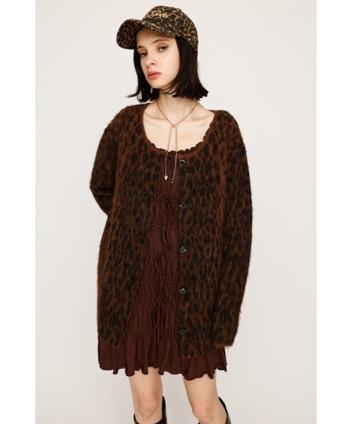 SLY（スライ）の「JQ LEOPARD C/D ジャガード レオパード カーディガン 秋服 冬服（カーディガン/ボレロ・レディース・ブラウン系その他2/ピンク系その他・FREE）」の5枚目の写真