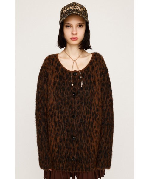 SLY（スライ）の「JQ LEOPARD C/D ジャガード レオパード カーディガン 秋服 冬服（カーディガン/ボレロ・レディース・ブラウン系その他2/ピンク系その他・FREE）」の6枚目の写真