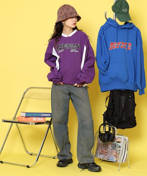 NERDY(ノルディ)の「サイドストリングレーシングウォームアップ(Tシャツ/カットソー・メンズ・イエロー/パープル・M/S)」の7枚目の写真
