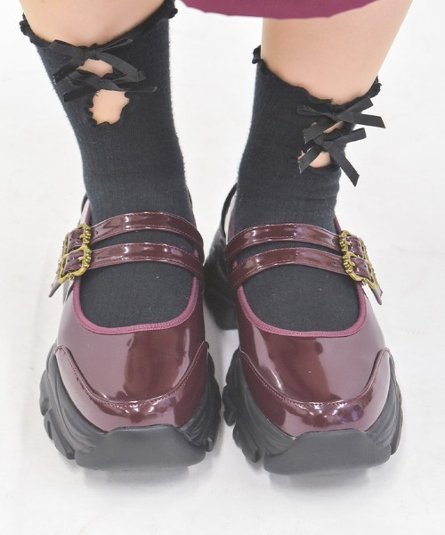 axes femme(アクシーズファム)の「メリージェーンスニーカー(パンプス・レディース・ブラック/ワイン・LARGE/MEDIUM)」の1枚目の写真