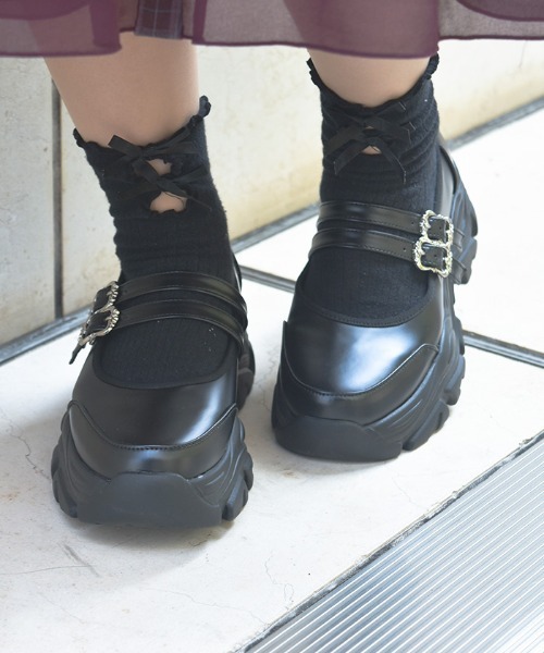 axes femme(アクシーズファム)の「メリージェーンスニーカー(パンプス・レディース・ブラック/ワイン・LARGE/MEDIUM)」の2枚目の写真