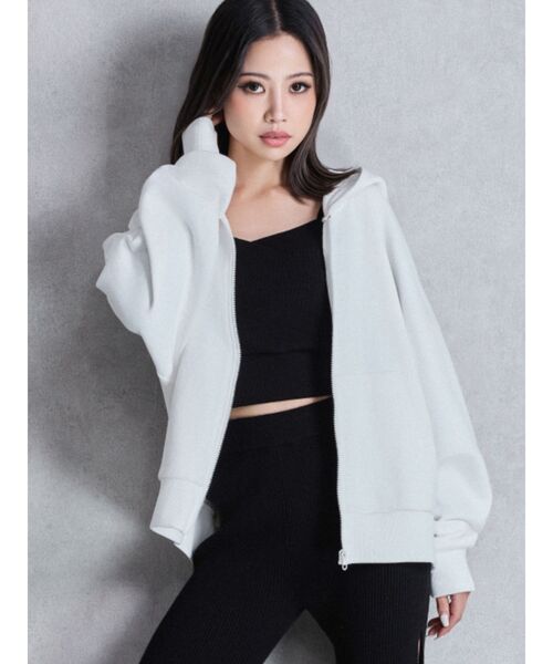 GYDA（ジェイダ）の「GYDA LOOSEスウェットZIP UPパーカー（パーカー・レディース・オフホワイト/グレー/ブラック・FREE）」の5枚目の写真