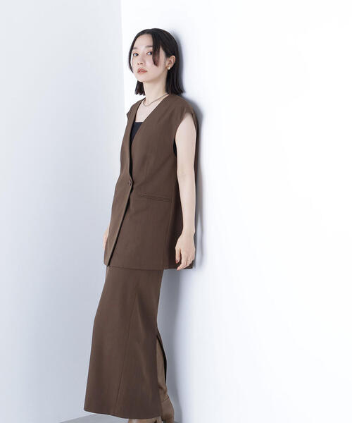 NATURAL BEAUTY BASIC(ナチュラルビューティーベーシック)の「◇ボクシージレ&ナロースカート(ワンピース・レディース・カーキ/ブラウン・P/S/MEDIUM)」の5枚目の写真