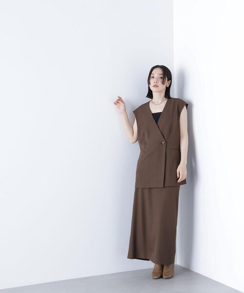 NATURAL BEAUTY BASIC(ナチュラルビューティーベーシック)の「◇ボクシージレ&ナロースカート(ワンピース・レディース・カーキ/ブラウン・P/S/MEDIUM)」の6枚目の写真