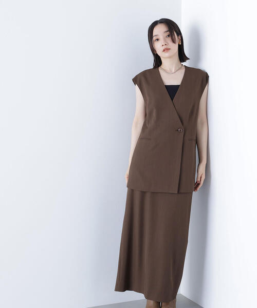 NATURAL BEAUTY BASIC(ナチュラルビューティーベーシック)の「◇ボクシージレ&ナロースカート(ワンピース・レディース・カーキ/ブラウン・P/S/MEDIUM)」の7枚目の写真