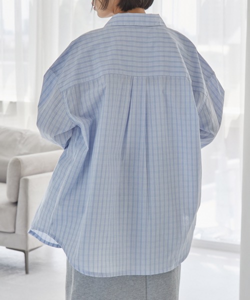 PENNEYS(ぺニーズ)の「PENNEYS/ペニーズ 別注 <抗菌/防臭/イージーケア> THE FOX ロゴ ワンポイントワッペン刺繍 アソートデザイン オーバーサイズ レギュラーカラー長袖シャツ(シャツ/ブラウス・レディース・ホワイト/ブルー系/ブラック系/ネイビー系/ブラウン系・L/M)」の8枚目の写真