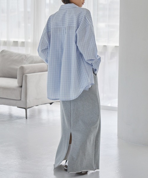 PENNEYS(ぺニーズ)の「PENNEYS/ペニーズ 別注 <抗菌/防臭/イージーケア> THE FOX ロゴ ワンポイントワッペン刺繍 アソートデザイン オーバーサイズ レギュラーカラー長袖シャツ(シャツ/ブラウス・レディース・ホワイト/ブルー系/ブラック系/ネイビー系/ブラウン系・L/M)」の11枚目の写真