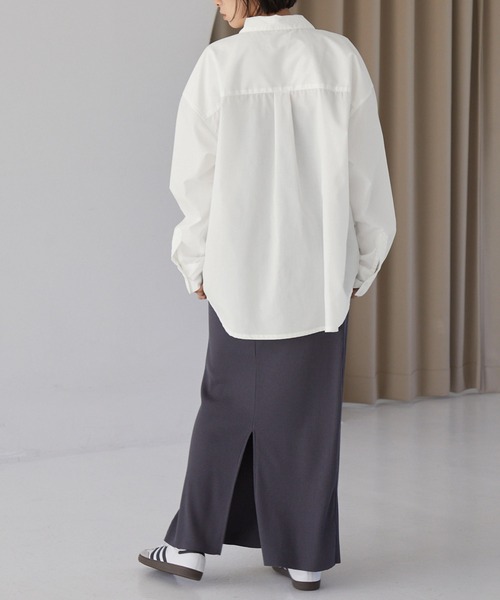 PENNEYS(ぺニーズ)の「PENNEYS/ペニーズ 別注 <抗菌/防臭/イージーケア> THE FOX ロゴ ワンポイントワッペン刺繍 アソートデザイン オーバーサイズ レギュラーカラー長袖シャツ(シャツ/ブラウス・レディース・ホワイト/ブルー系/ブラック系/ネイビー系/ブラウン系・L/M)」の21枚目の写真