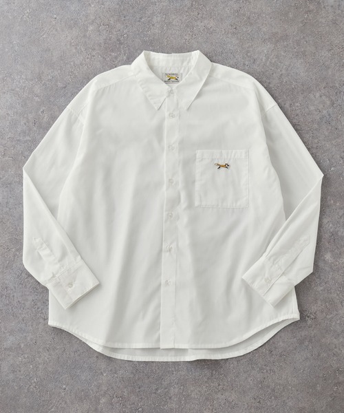 PENNEYS(ぺニーズ)の「PENNEYS/ペニーズ 別注 <抗菌/防臭/イージーケア> THE FOX ロゴ ワンポイントワッペン刺繍 アソートデザイン オーバーサイズ レギュラーカラー長袖シャツ(シャツ/ブラウス・レディース・ホワイト/ブルー系/ブラック系/ネイビー系/ブラウン系・L/M)」の12枚目の写真