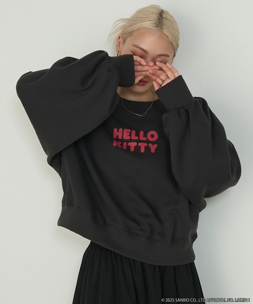 sanrio（サンリオ）の「【HELLO KITTY × forksy.】アソート フロントロゴプリント オーバーサイズ スウェット（スウェット・レディース・アイボリー/オフホワイト/ブラック系/スミクロ・FREE）」の19枚目の写真