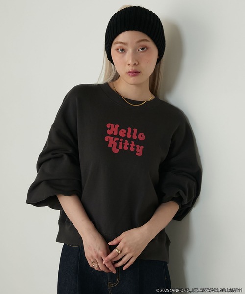 sanrio（サンリオ）の「【HELLO KITTY × forksy.】アソート フロントロゴプリント オーバーサイズ スウェット（スウェット・レディース・アイボリー/オフホワイト/ブラック系/スミクロ・FREE）」の13枚目の写真
