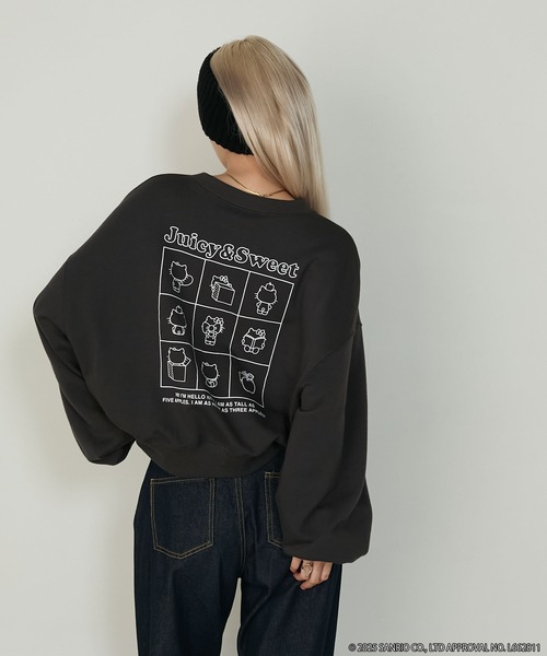 sanrio（サンリオ）の「【HELLO KITTY × forksy.】アソート フロントロゴプリント オーバーサイズ スウェット（スウェット・レディース・アイボリー/オフホワイト/ブラック系/スミクロ・FREE）」の11枚目の写真