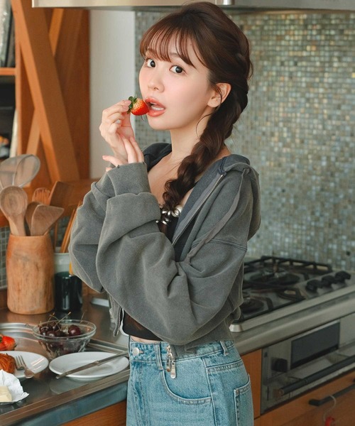 セール】ヴィンテージ ショートダブルジップパーカー【セットアップ