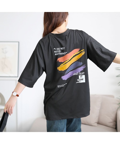 GOLDJAPAN(ゴールドジャパン)の「バックペイント柄オーバーサイズTシャツ【大きいサイズ対応】(Tシャツ/カットソー・レディース・ホワイト/ピンク/グレー/ブラック・LL/3L/4L/5L)」の11枚目の写真