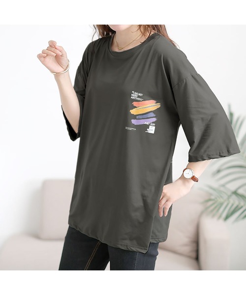 GOLDJAPAN(ゴールドジャパン)の「バックペイント柄オーバーサイズTシャツ【大きいサイズ対応】(Tシャツ/カットソー・レディース・ホワイト/ピンク/グレー/ブラック・LL/3L/4L/5L)」の16枚目の写真