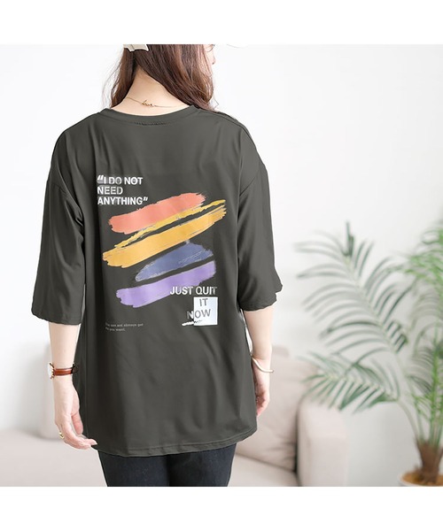 GOLDJAPAN(ゴールドジャパン)の「バックペイント柄オーバーサイズTシャツ【大きいサイズ対応】(Tシャツ/カットソー・レディース・ホワイト/ピンク/グレー/ブラック・LL/3L/4L/5L)」の17枚目の写真